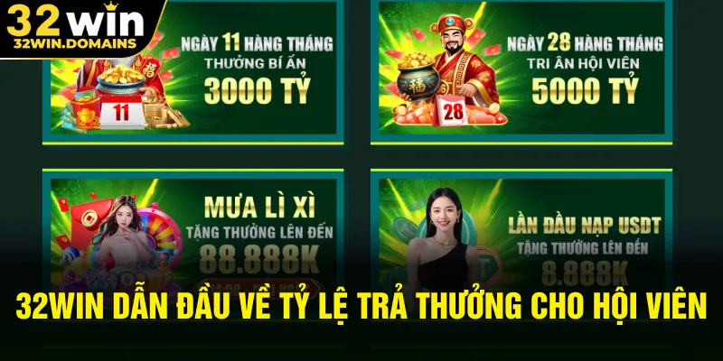32WIN dẫn đầu về tỷ lệ trả thưởng cho hội viên
